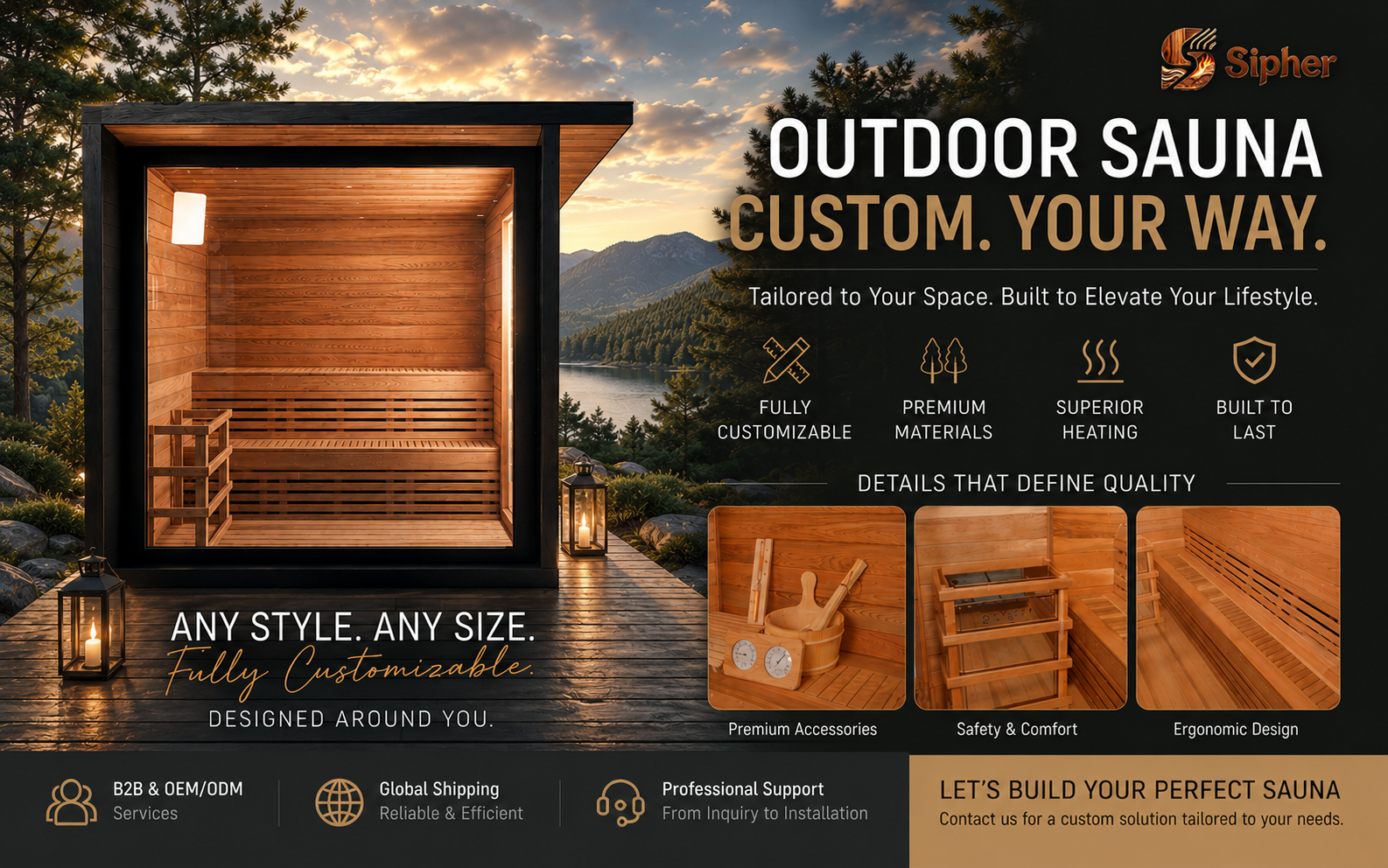 Outdoor Sauna — 240 × 180 × 210 cm view 2